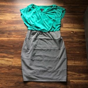 Enfocus Women’s Green, Black & White Dress sz 14w